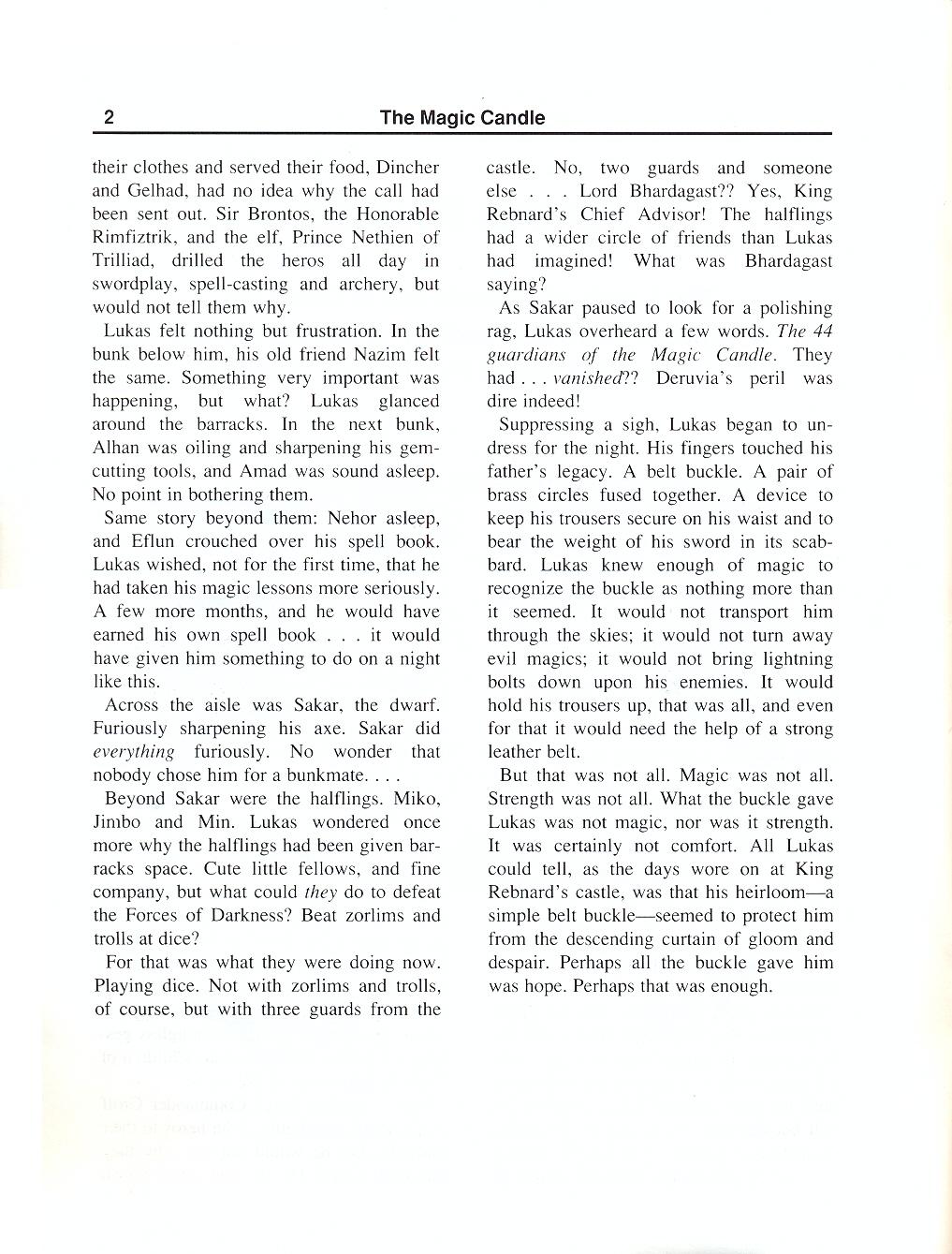 The Magic Candle manual page 2