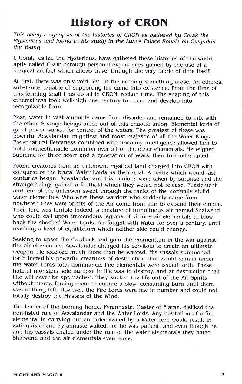 Might and Magic II manual page 3
